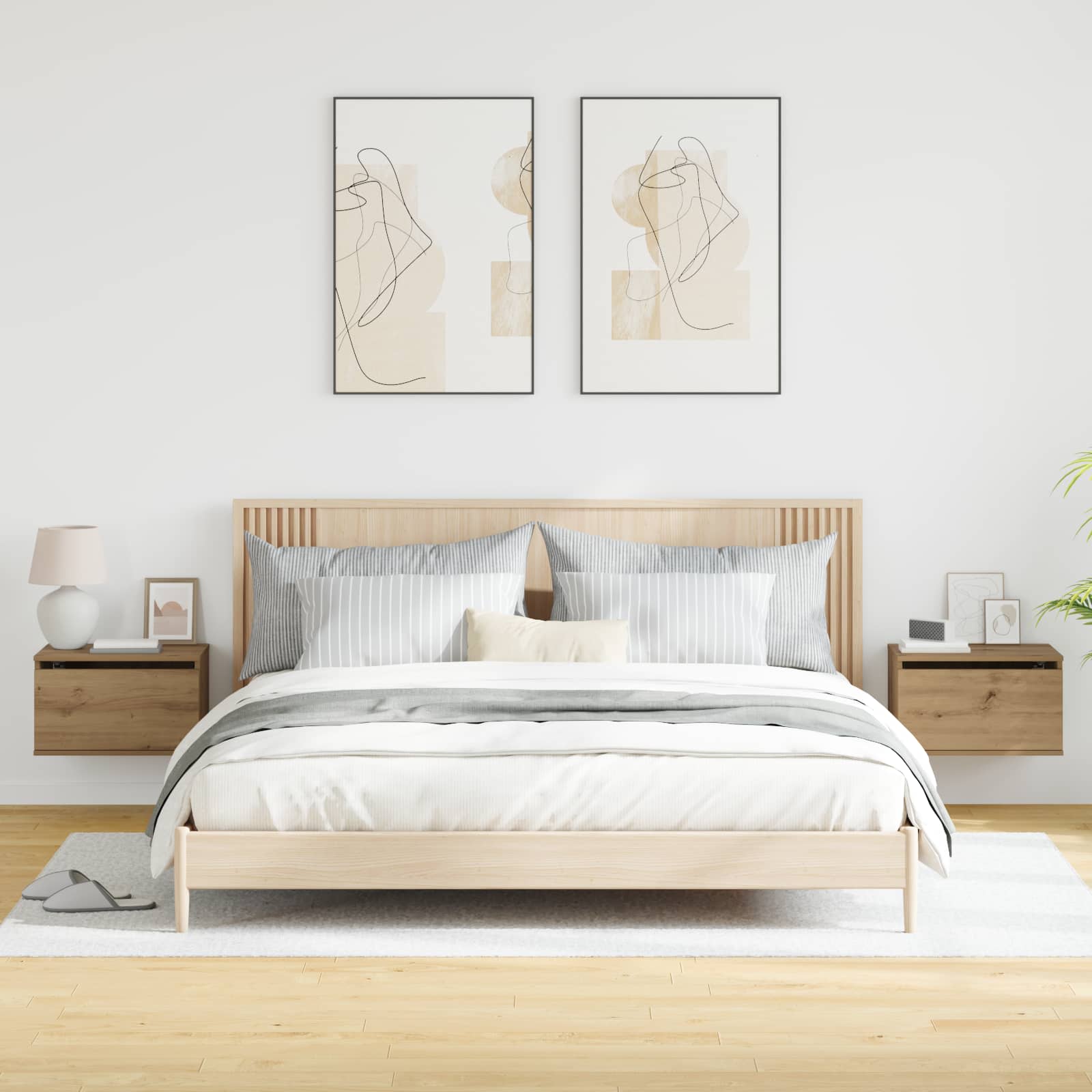 vidaXL Ścienny stolik nocny 2 pcs Dąb rzemieślniczy 50 x 36 x 30 cm