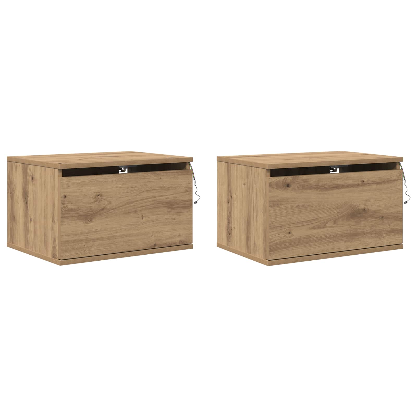 vidaXL Ścienny stolik nocny 2 pcs Dąb rzemieślniczy 50 x 36 x 30 cm