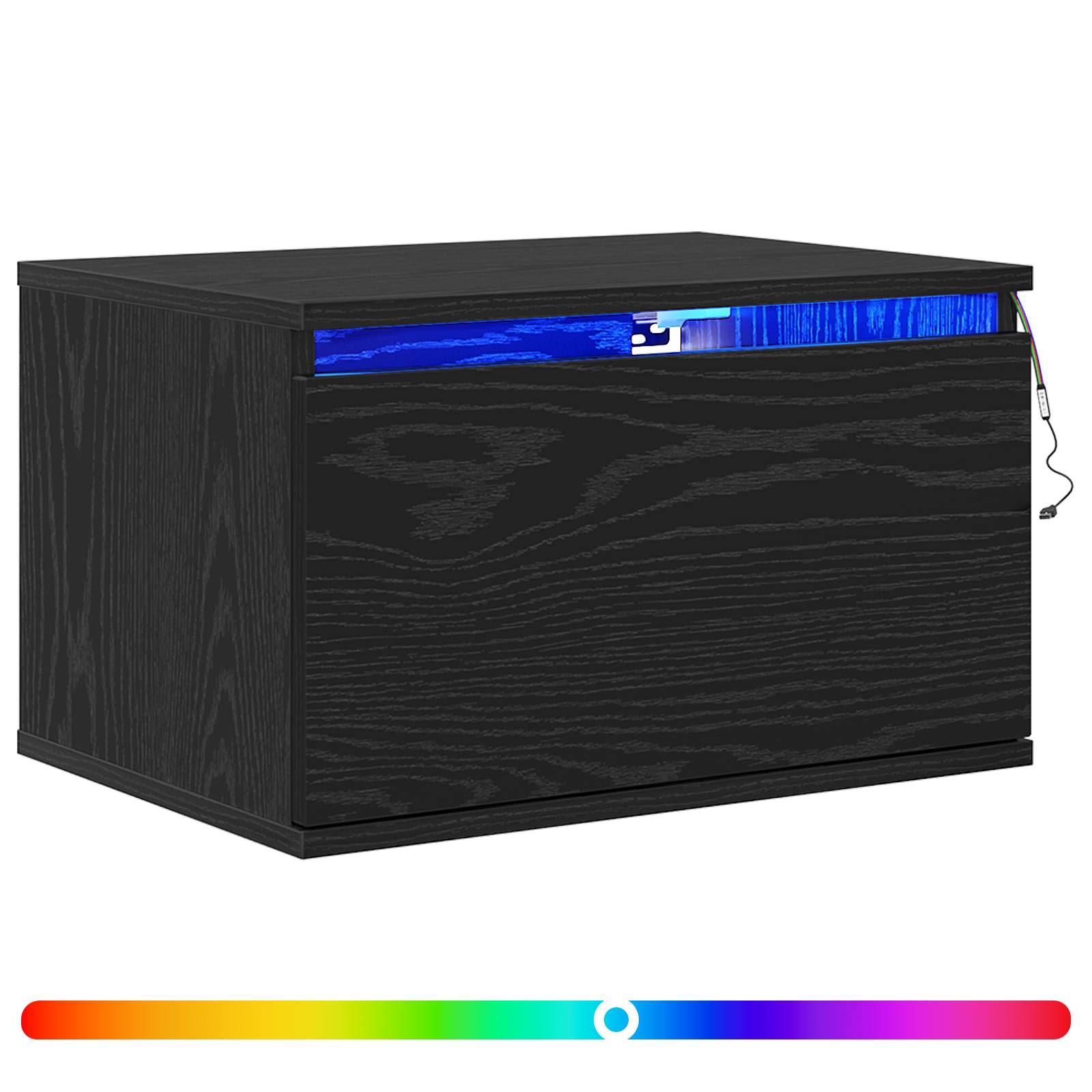 vidaXL Ścienny stolik nocny z szufladą Czarny Dąb 50 x 36 x 30 cm