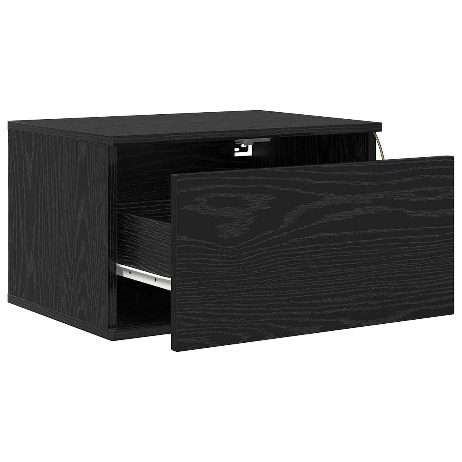 vidaXL Ścienny stolik nocny z szufladą Czarny Dąb 50 x 36 x 30 cm
