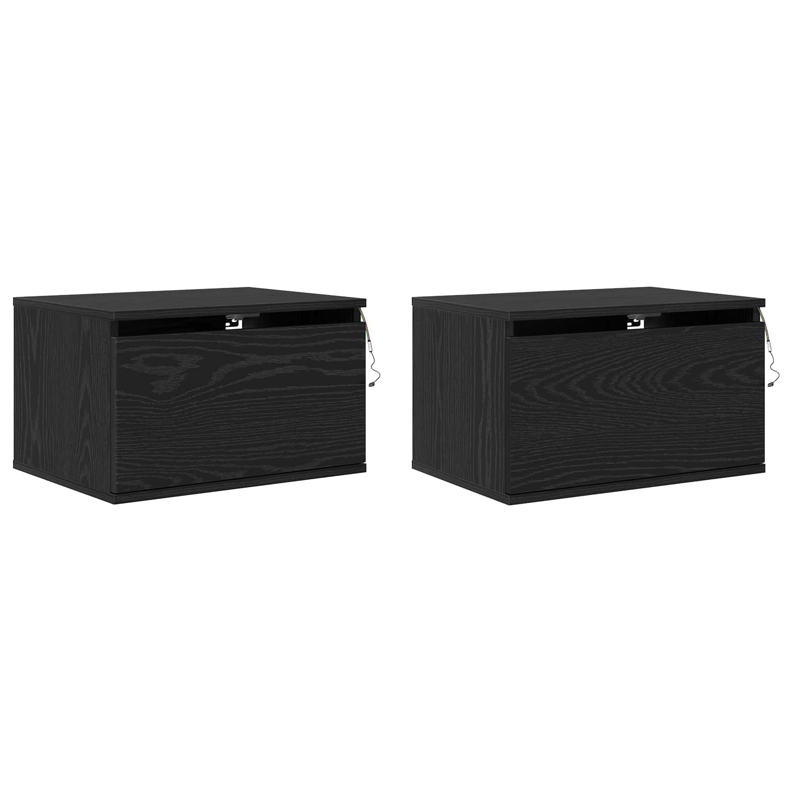 vidaXL Ścienny stolik nocny 2 pcs Czarny Dąb 50 x 36 x 30 cm