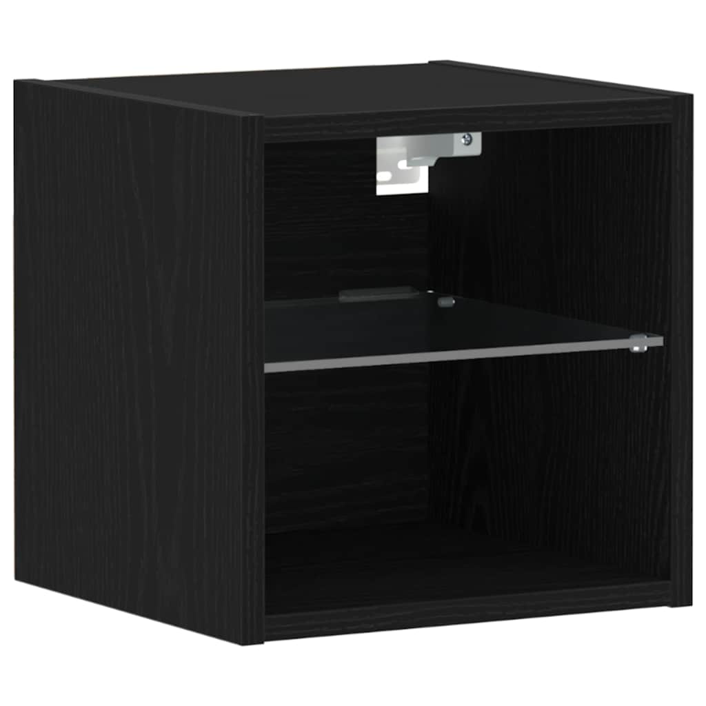vidaXL LED Ścienny Stolik Nocny Czarny 30 x 28,5 x 30 cm