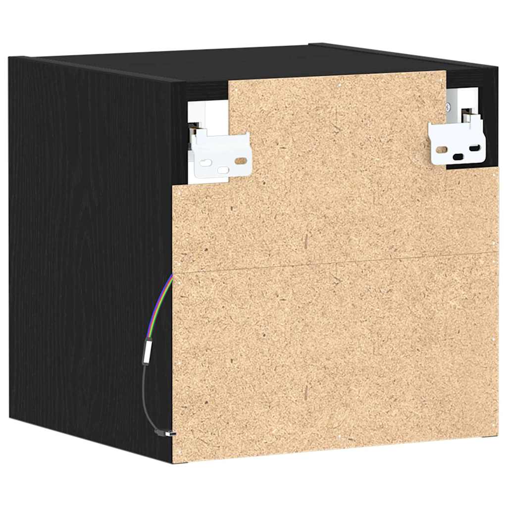 vidaXL LED Ścienny Stolik Nocny Czarny 30 x 28,5 x 30 cm
