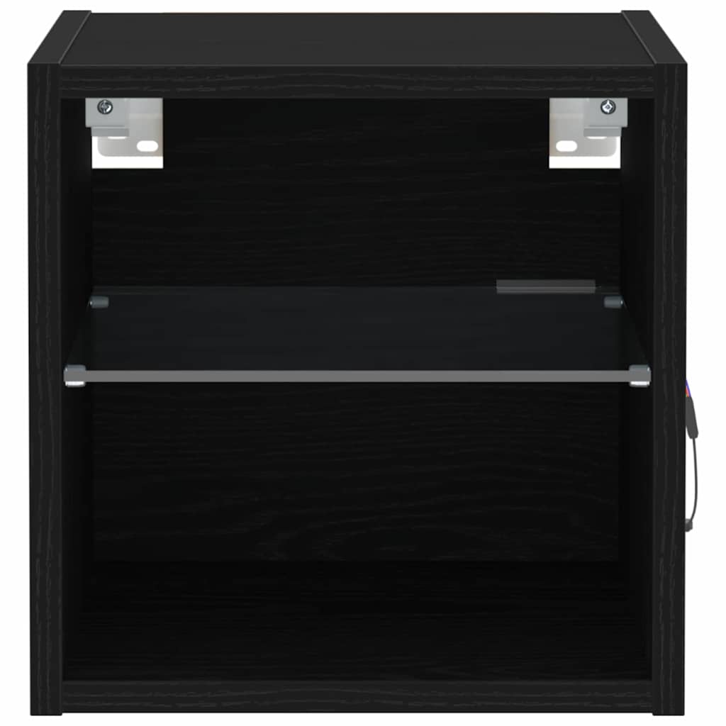 vidaXL LED Ścienny Stolik Nocny Czarny 30 x 28,5 x 30 cm