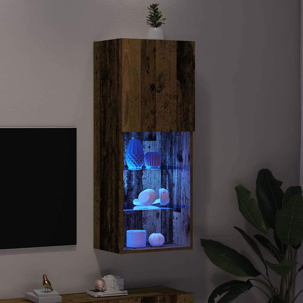 vidaXL Zestaw szafek RTV z LED Stare drewno 40,5 x 30 x 102 cm