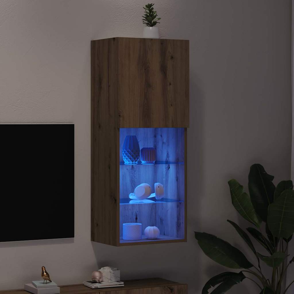 vidaXL Zestaw szafek RTV z LED Dąb rzemieślniczy 40,5 x 30 x 102 cm