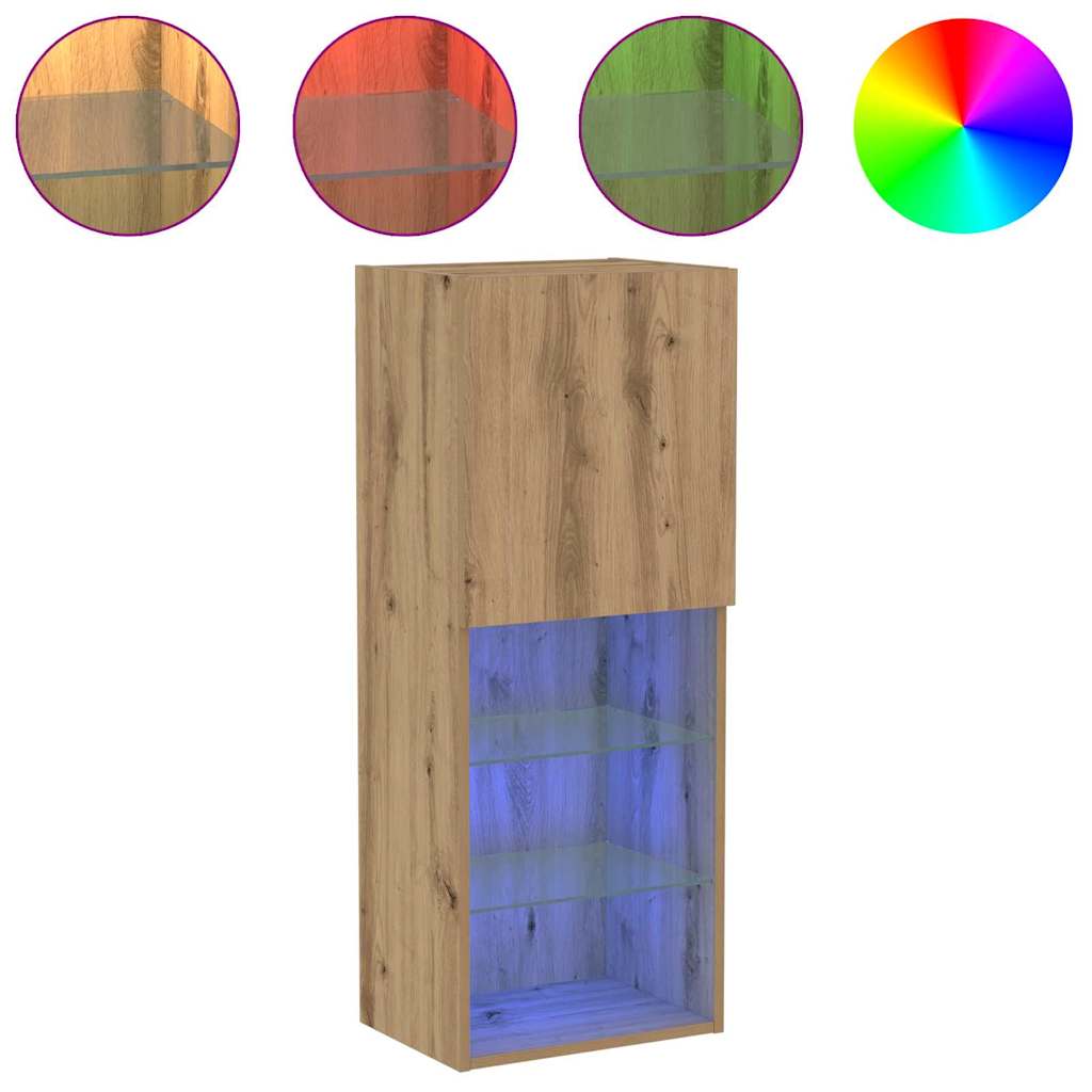 vidaXL Zestaw szafek RTV z LED Dąb rzemieślniczy 40,5 x 30 x 102 cm