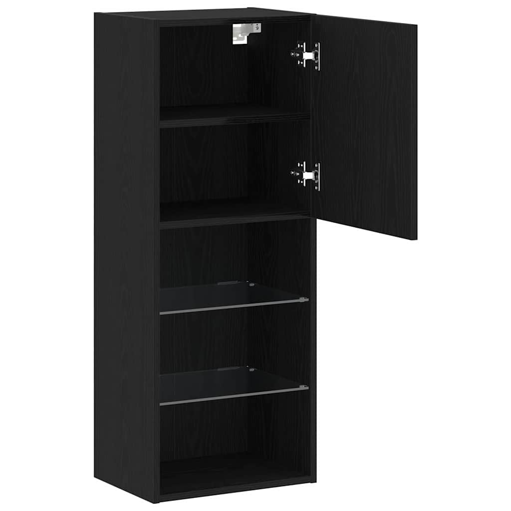 vidaXL Zestaw szafek RTV z LED Czarny Dąb 40,5 x 30 x 102 cm