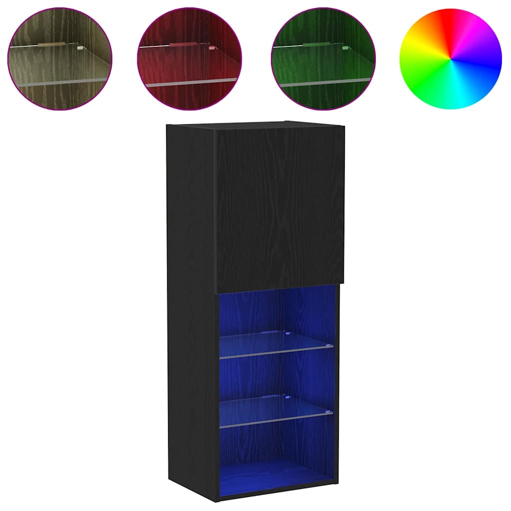 vidaXL Zestaw szafek RTV z LED Czarny Dąb 40,5 x 30 x 102 cm