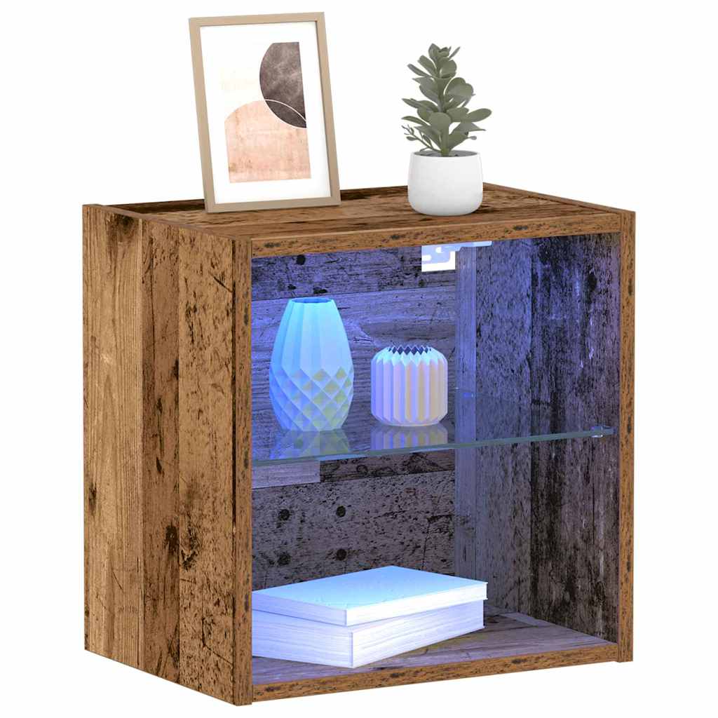 vidaXL Półka wisząca z oświetleniem LED Brązowy 40 x 28,5 x 40 cm