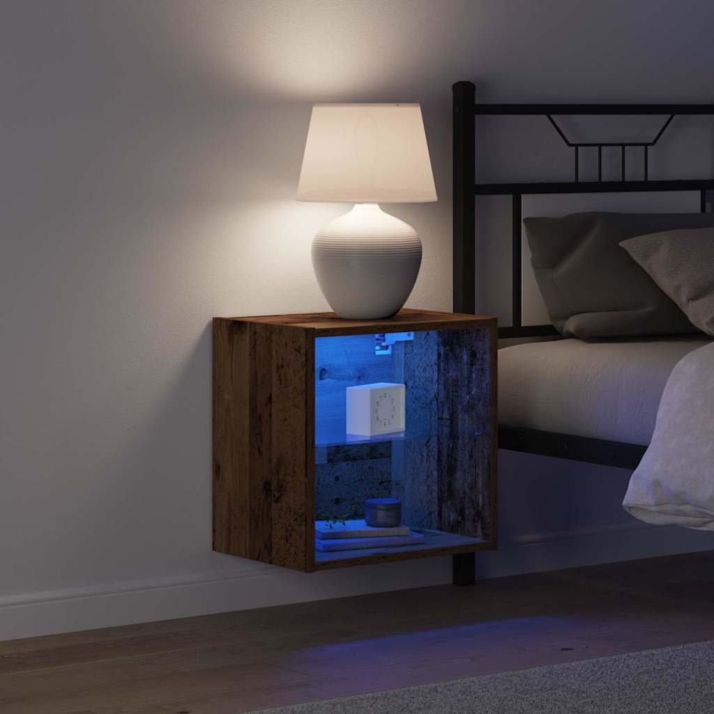vidaXL Półka wisząca z oświetleniem LED z półką 2 pcs Brązowy