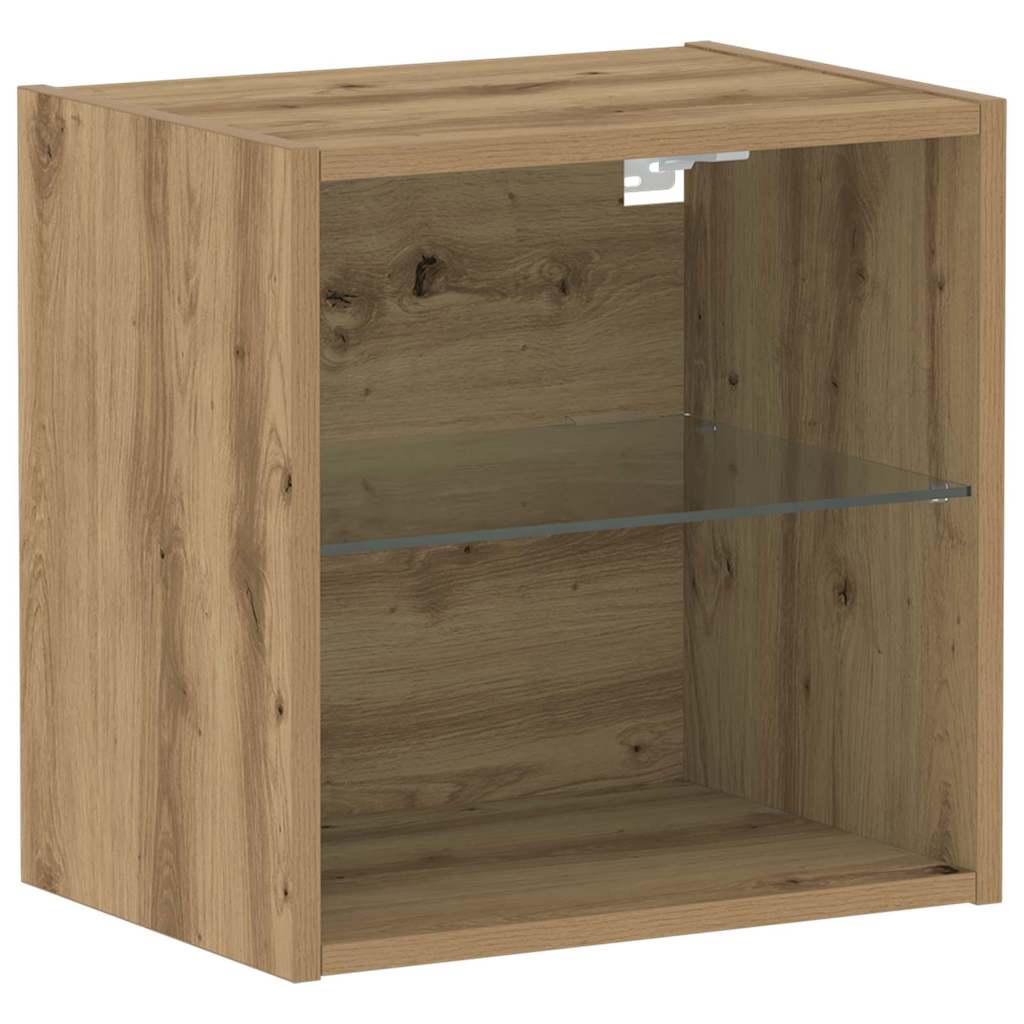 vidaXL Półka wisząca z oświetleniem LED Brązowy 40 x 28,5 x 40 cm