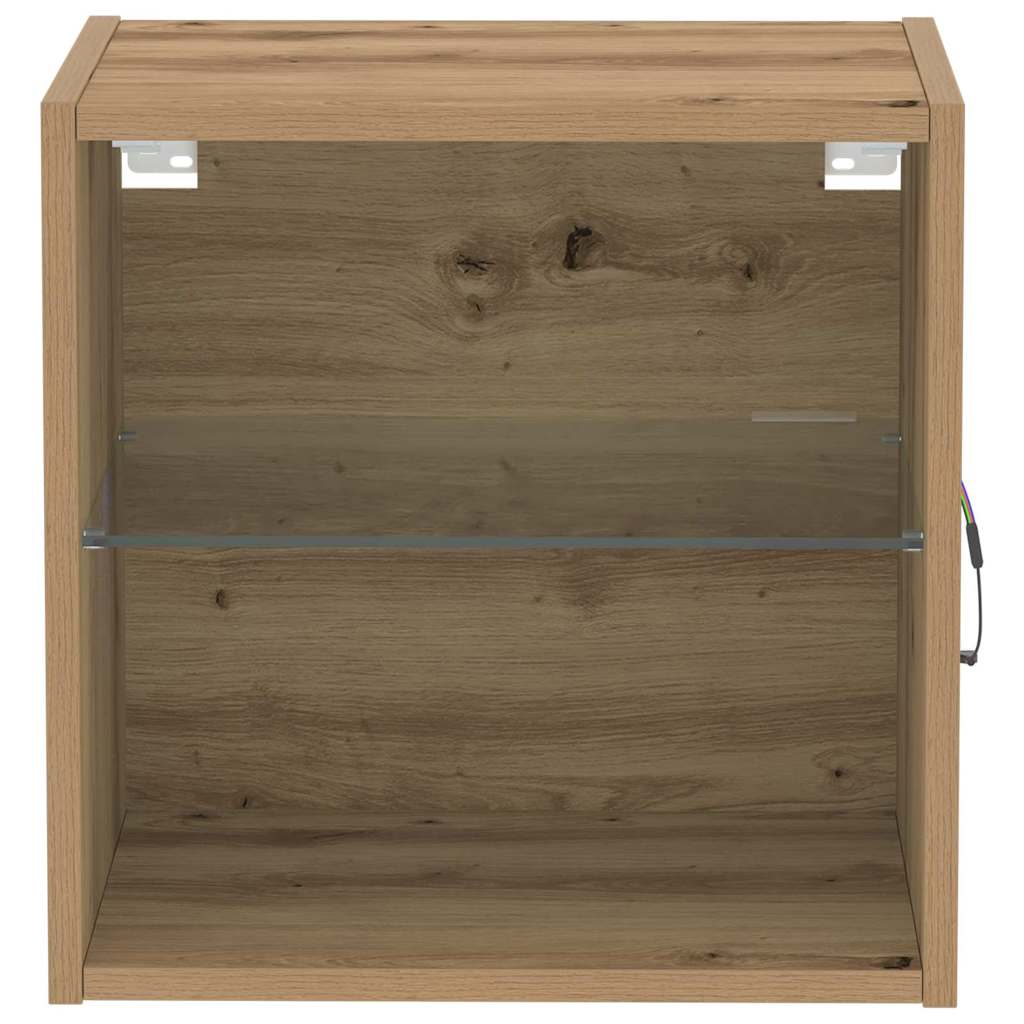 vidaXL Półka wisząca z oświetleniem LED Brązowy 40 x 28,5 x 40 cm