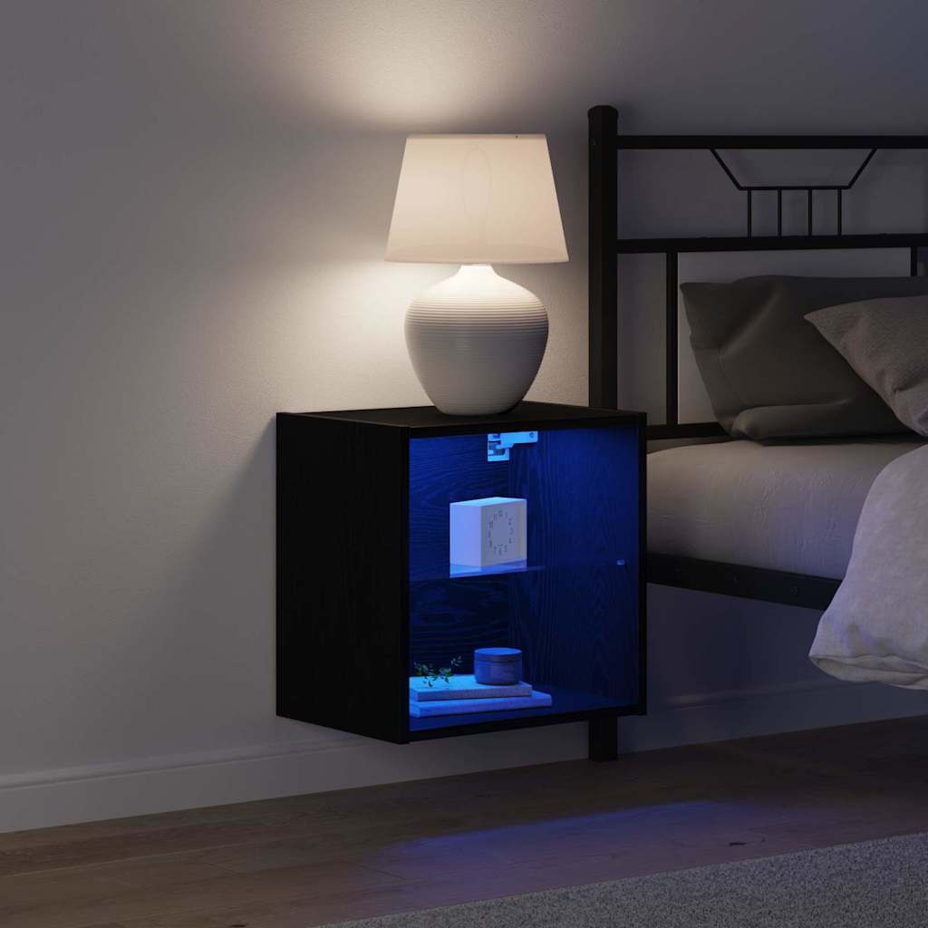 vidaXL Półka wisząca z oświetleniem LED Czarny 40 x 28,5 x 40 cm