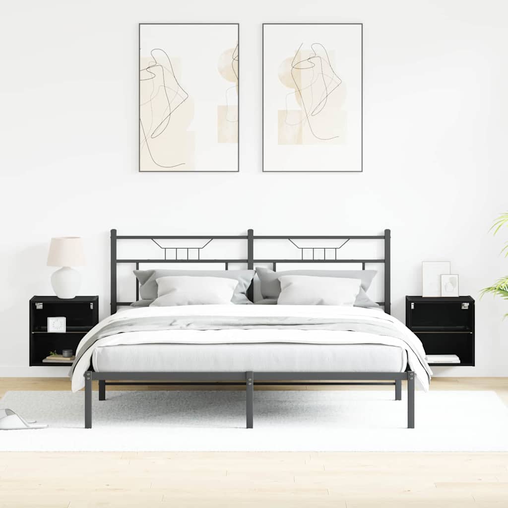 vidaXL Półka wisząca z oświetleniem LED 2 pcs Czarny 40 x 28,5 x 40 cm