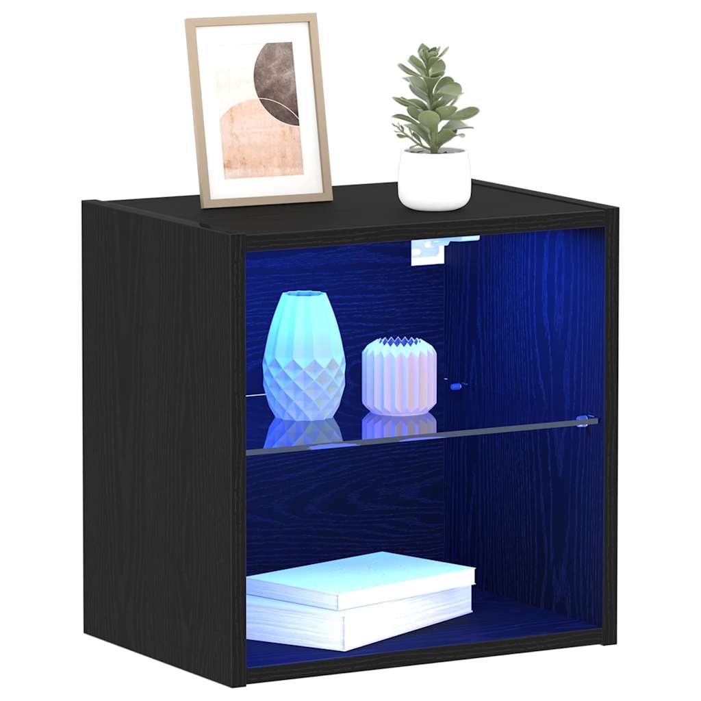 vidaXL Półka wisząca z oświetleniem LED 2 pcs Czarny 40 x 28,5 x 40 cm