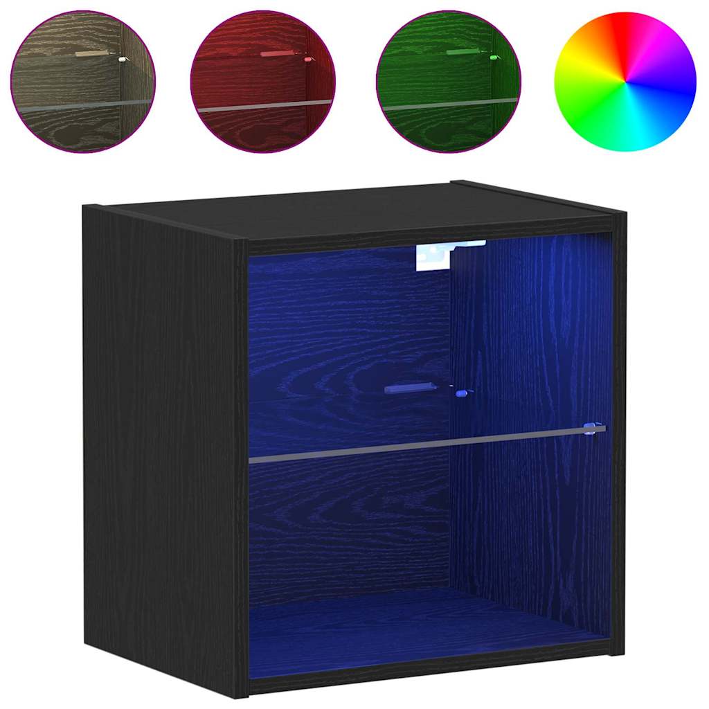 vidaXL Półka wisząca z oświetleniem LED 2 pcs Czarny 40 x 28,5 x 40 cm