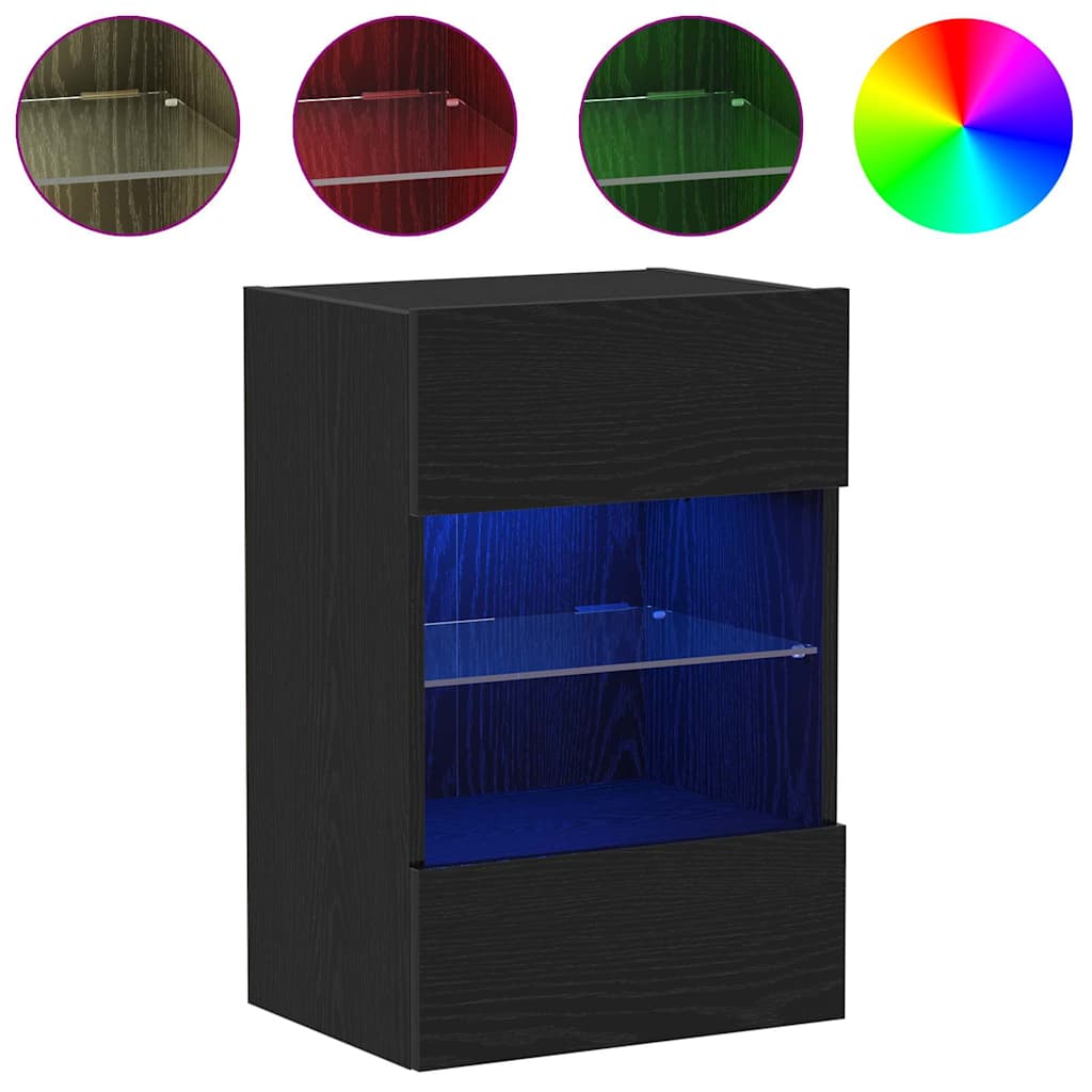 vidaXL Zestaw szafek RTV Ze LED Lights Czarny 40 x 30 x 60,5 cm