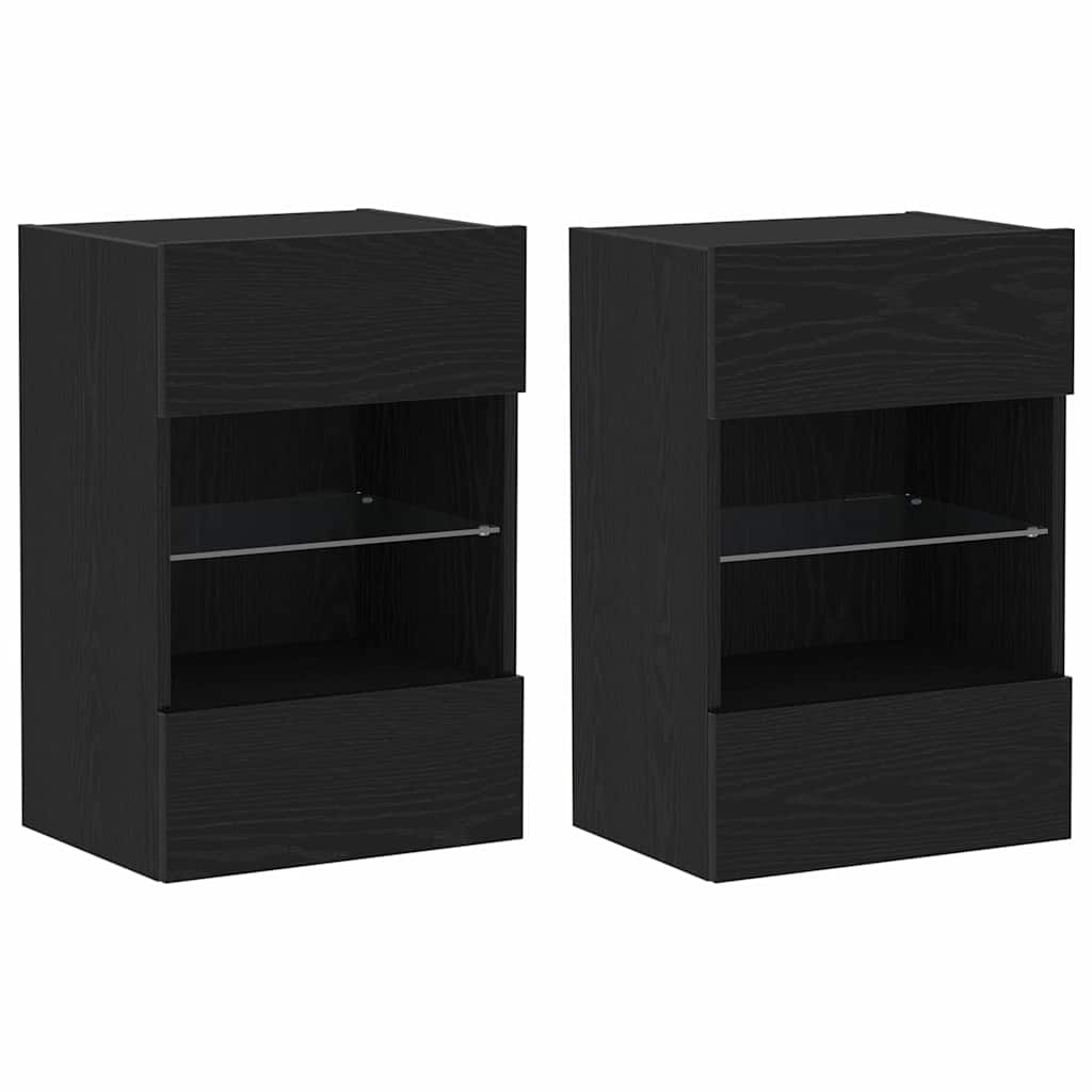 vidaXL Zestaw szafek RTV Ze LED Lights 2 pcs Czarny 40 x 30 x 60,5 cm