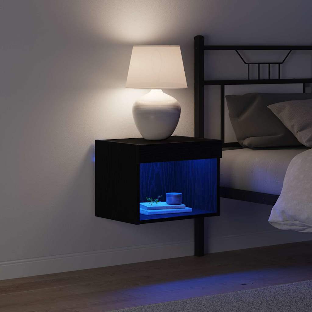 vidaXL Zestaw szafek RTV z LED Czarny Dąb 40 x 30 x 30 cm