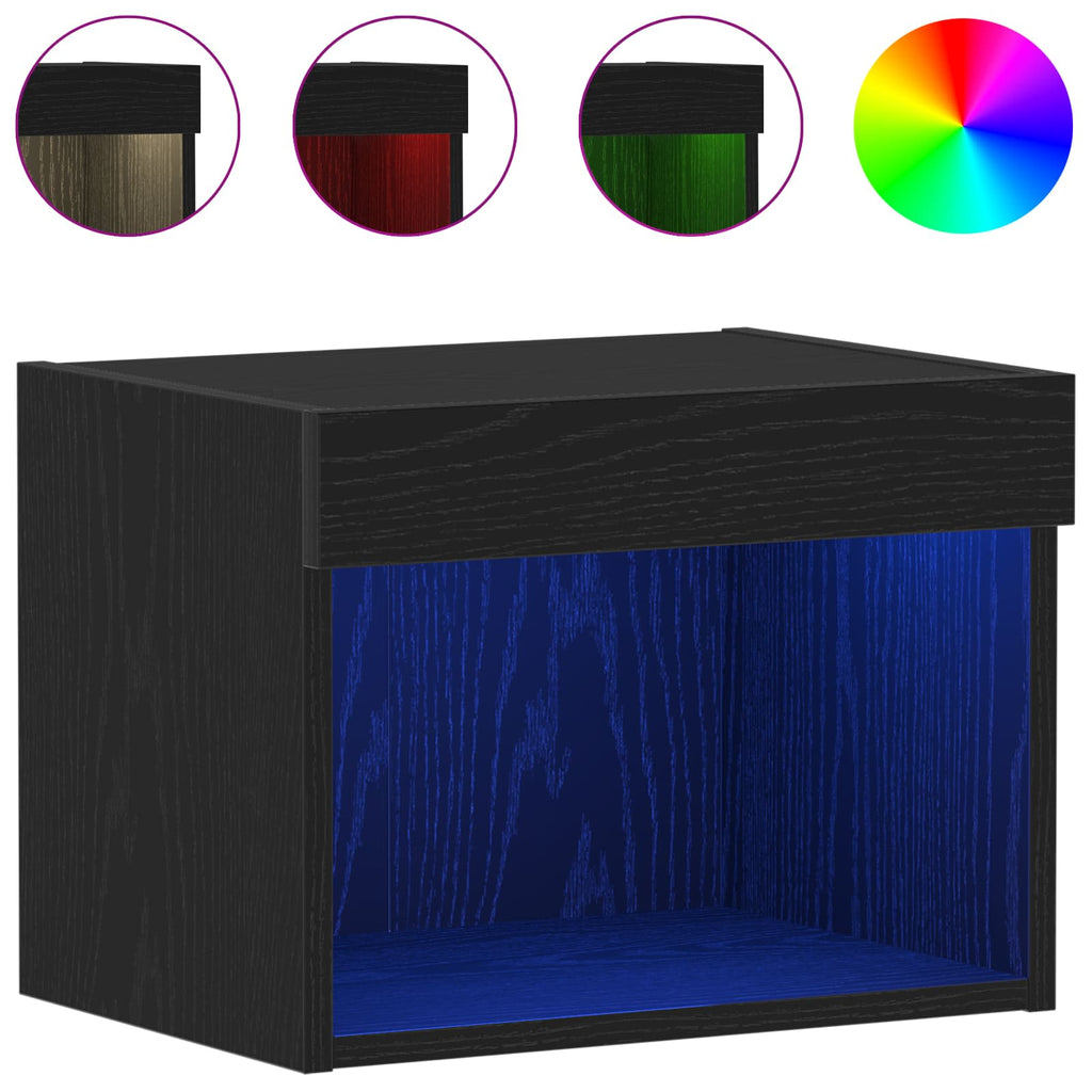 vidaXL Zestaw szafek RTV z LED Czarny Dąb 40 x 30 x 30 cm