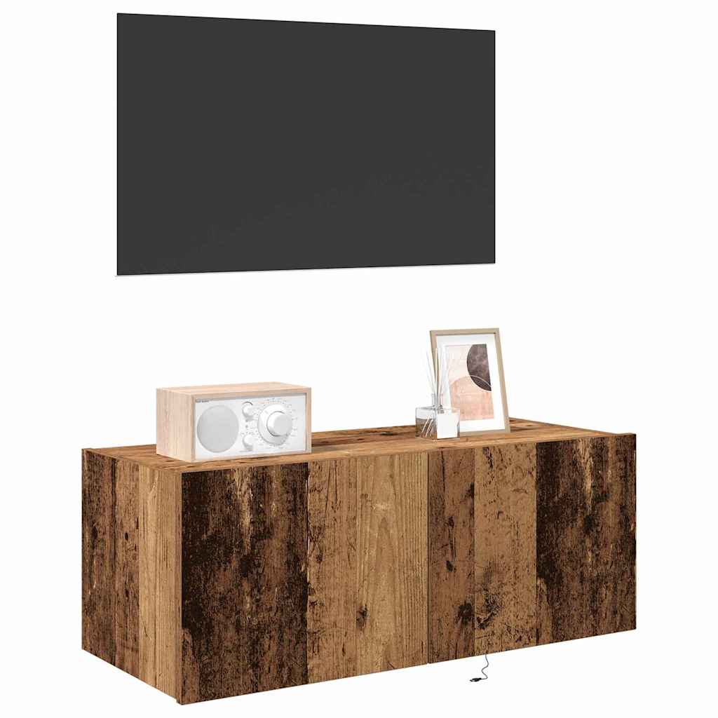 vidaXL Szafka pod telewizor z LED Stare drewno 80 x 35 x 31 cm