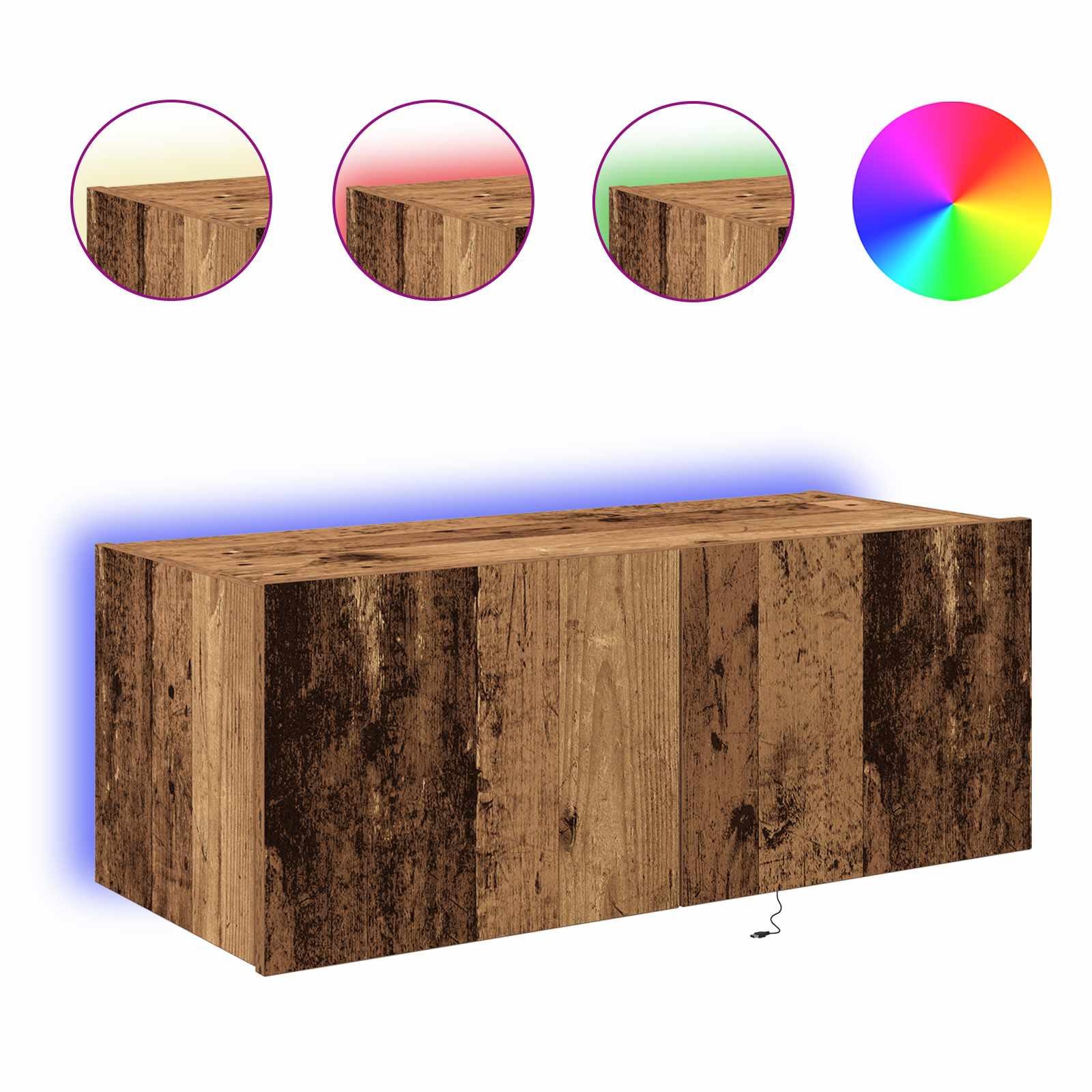 vidaXL Szafka pod telewizor z LED Stare drewno 80 x 35 x 31 cm