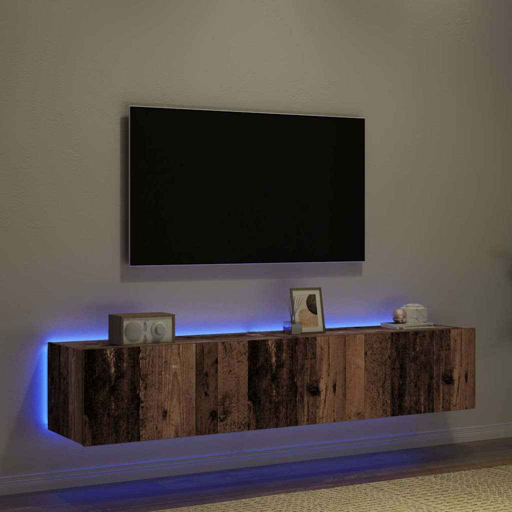 vidaXL Szafka pod telewizor z LED 2 pcs Stare drewno 80 x 35 x 31 cm