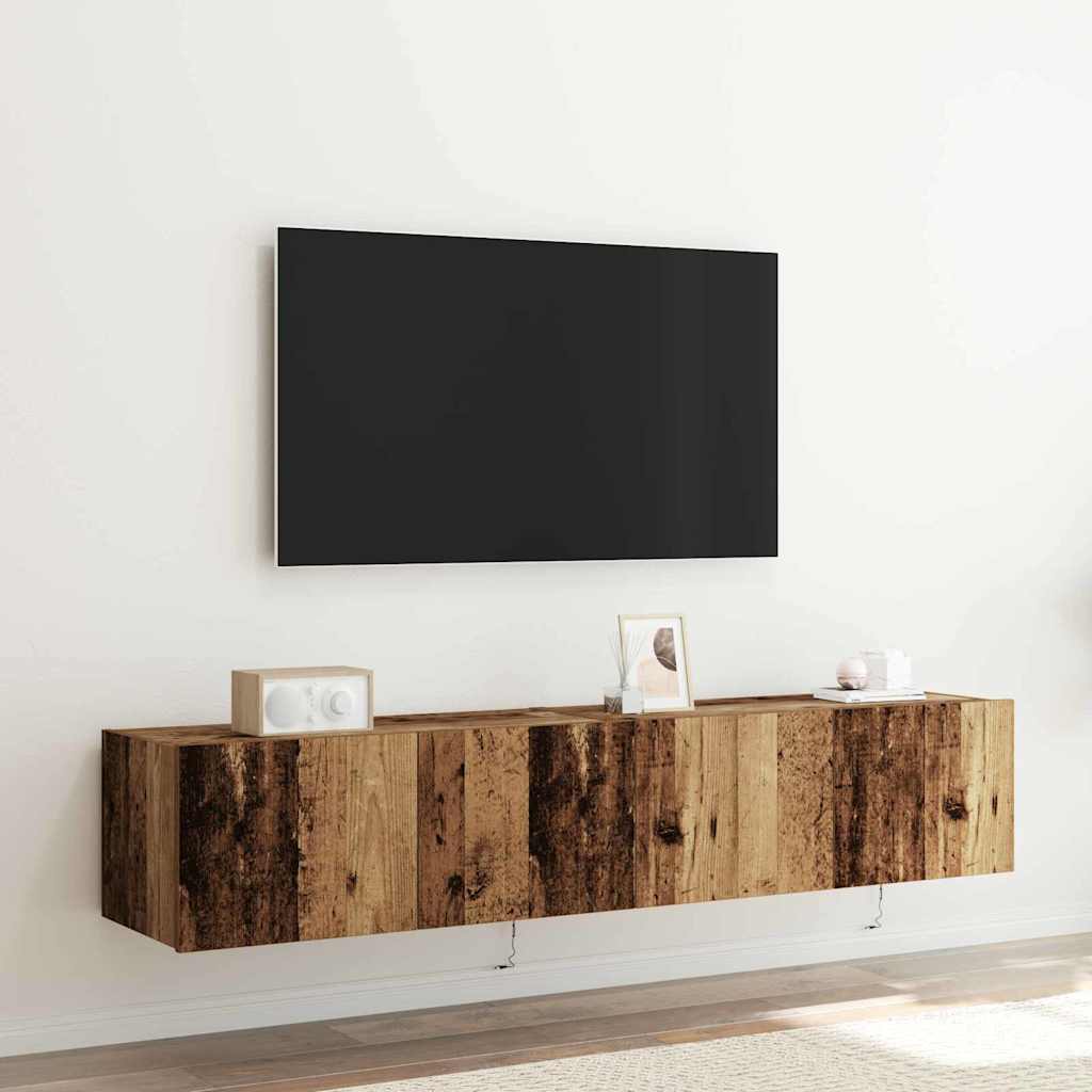 vidaXL Szafka pod telewizor z LED 2 pcs Stare drewno 80 x 35 x 31 cm