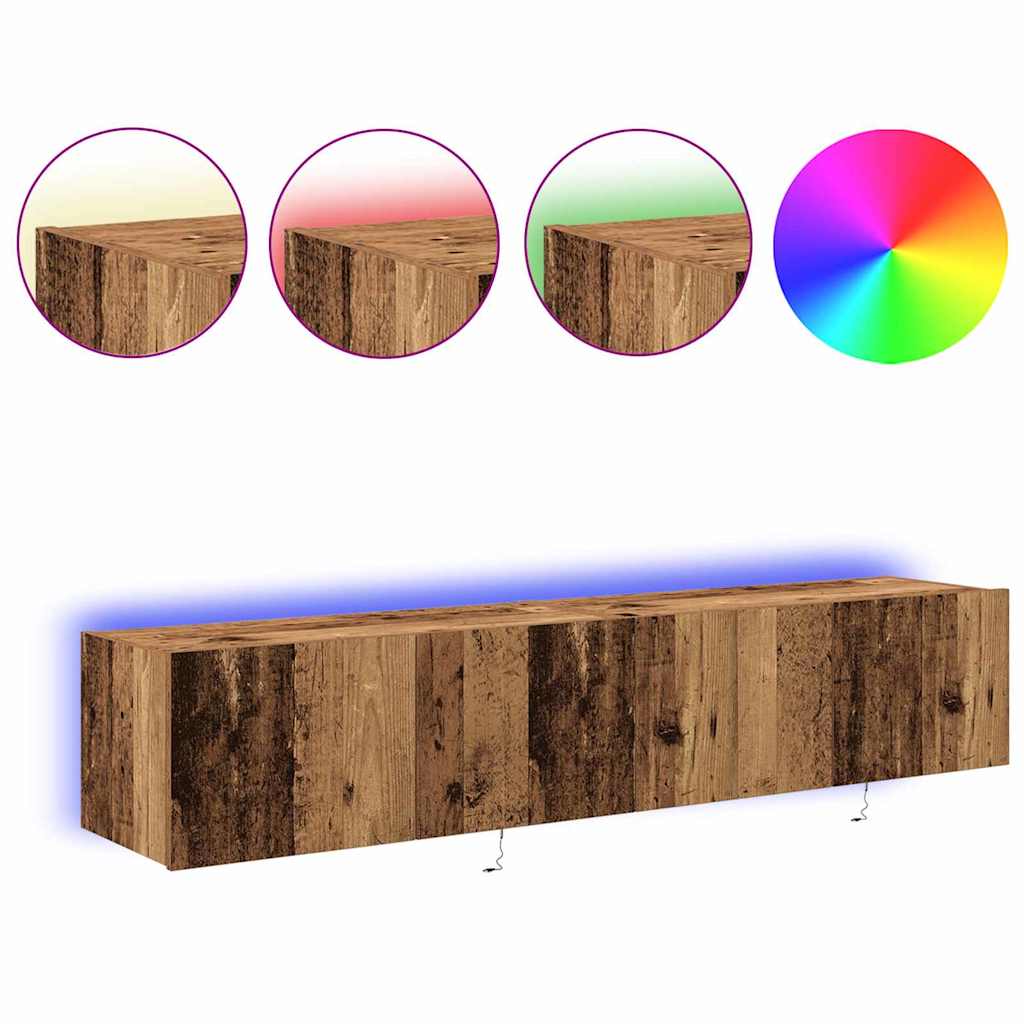 vidaXL Szafka pod telewizor z LED 2 pcs Stare drewno 80 x 35 x 31 cm