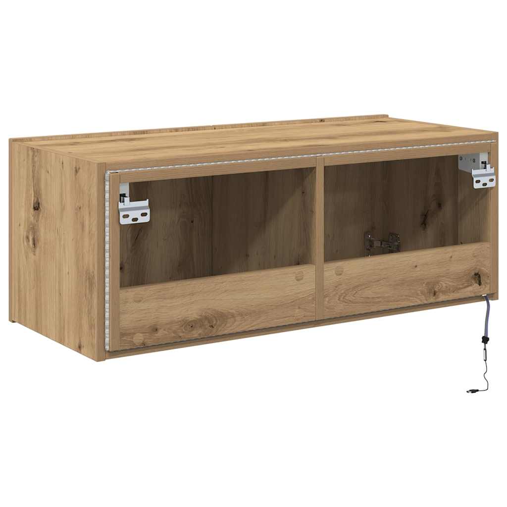 vidaXL Szafka pod telewizor z LED Dąb rzemieślniczy 80 x 35 x 31 cm