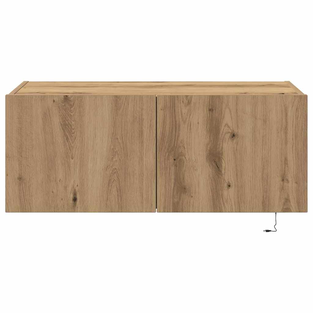 vidaXL Szafka pod telewizor z LED Dąb rzemieślniczy 80 x 35 x 31 cm