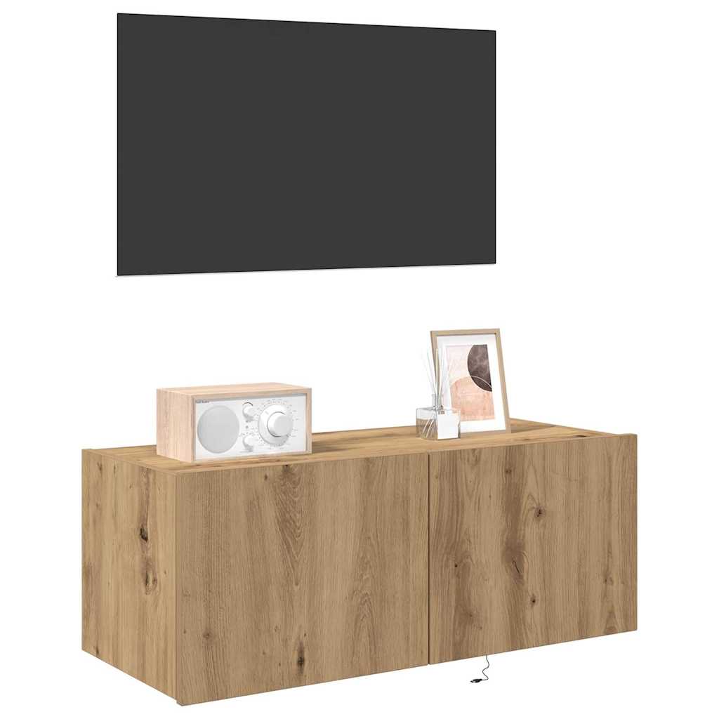 vidaXL Szafka pod telewizor z LED Dąb rzemieślniczy 80 x 35 x 31 cm
