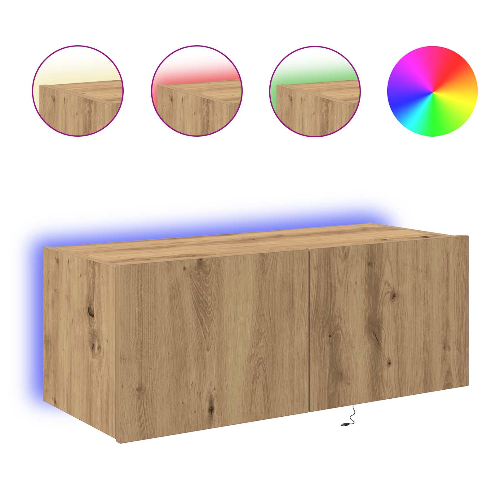 vidaXL Szafka pod telewizor z LED Dąb rzemieślniczy 80 x 35 x 31 cm