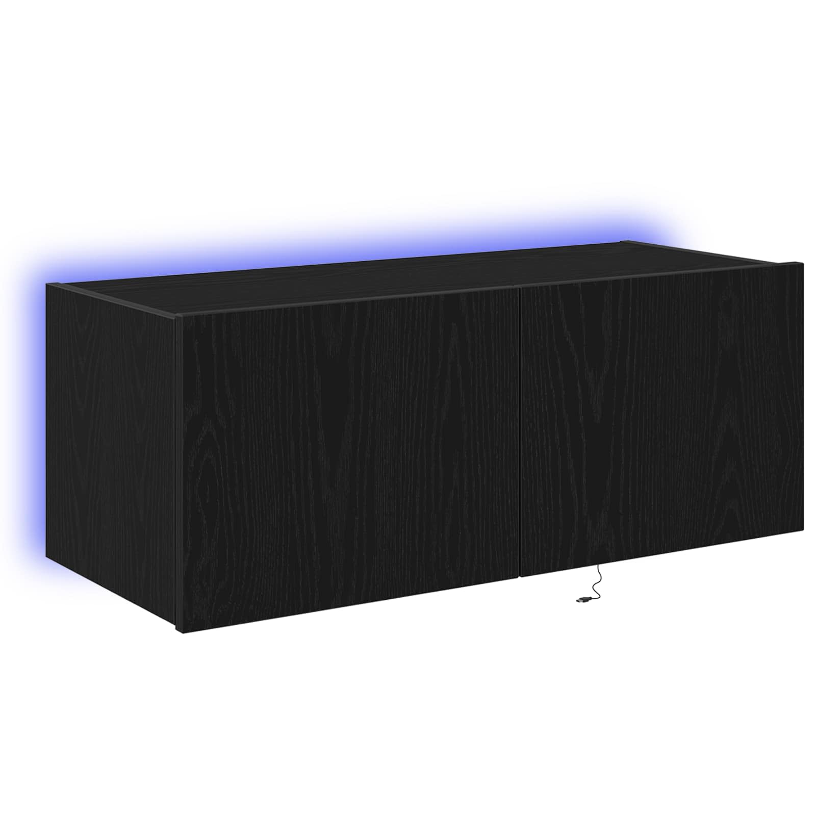 vidaXL Szafka pod telewizor z LED Czarny Dąb 80 x 35 x 31 cm