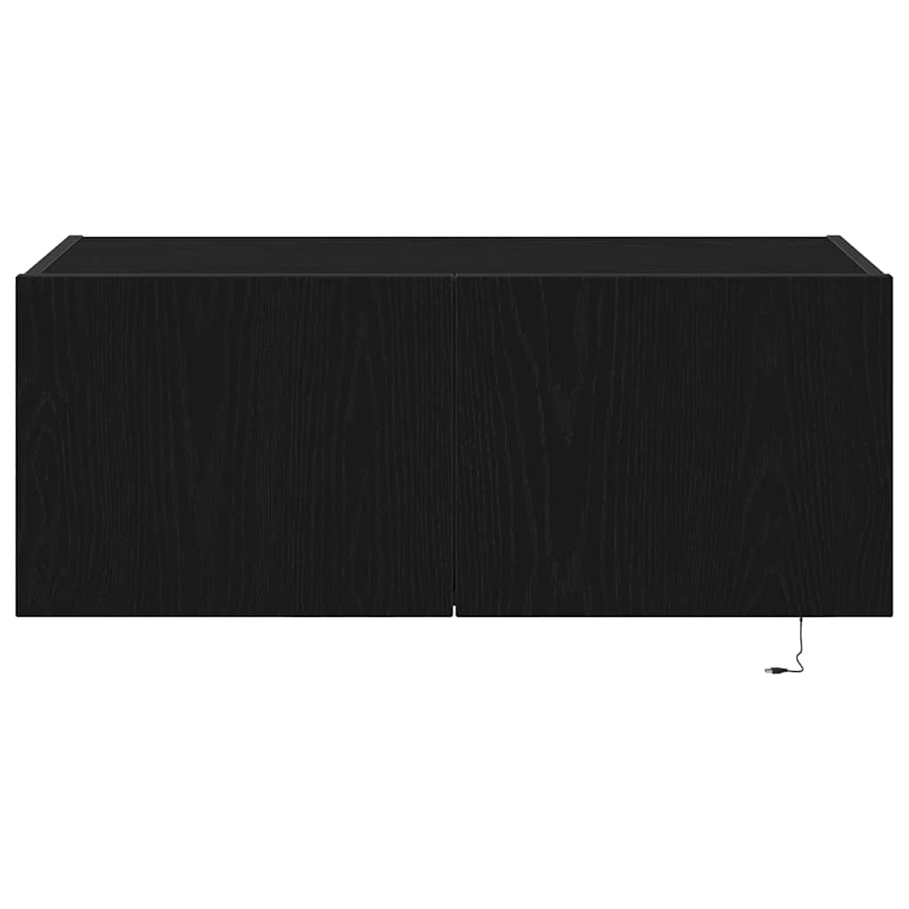 vidaXL Szafka pod telewizor z LED Czarny Dąb 80 x 35 x 31 cm