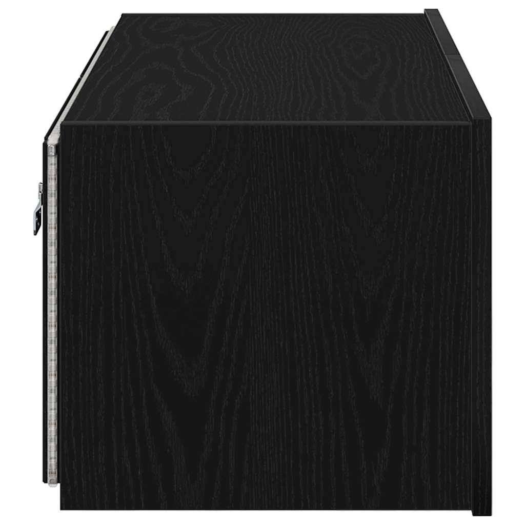 vidaXL Szafka pod telewizor z LED Czarny Dąb 80 x 35 x 31 cm