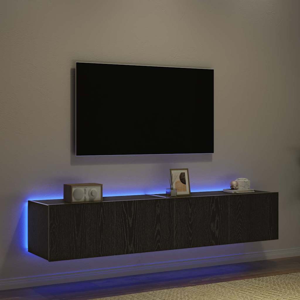 vidaXL Szafka pod telewizor z LED 2 pcs Czarny Dąb 80 x 35 x 31 cm