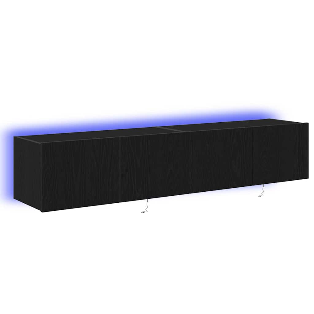 vidaXL Szafka pod telewizor z LED 2 pcs Czarny Dąb 80 x 35 x 31 cm
