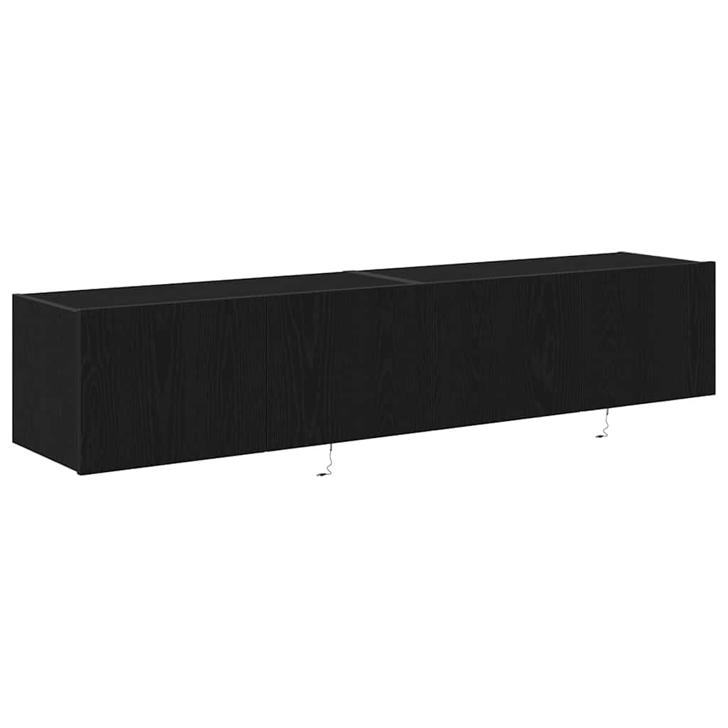 vidaXL Szafka pod telewizor z LED 2 pcs Czarny Dąb 80 x 35 x 31 cm