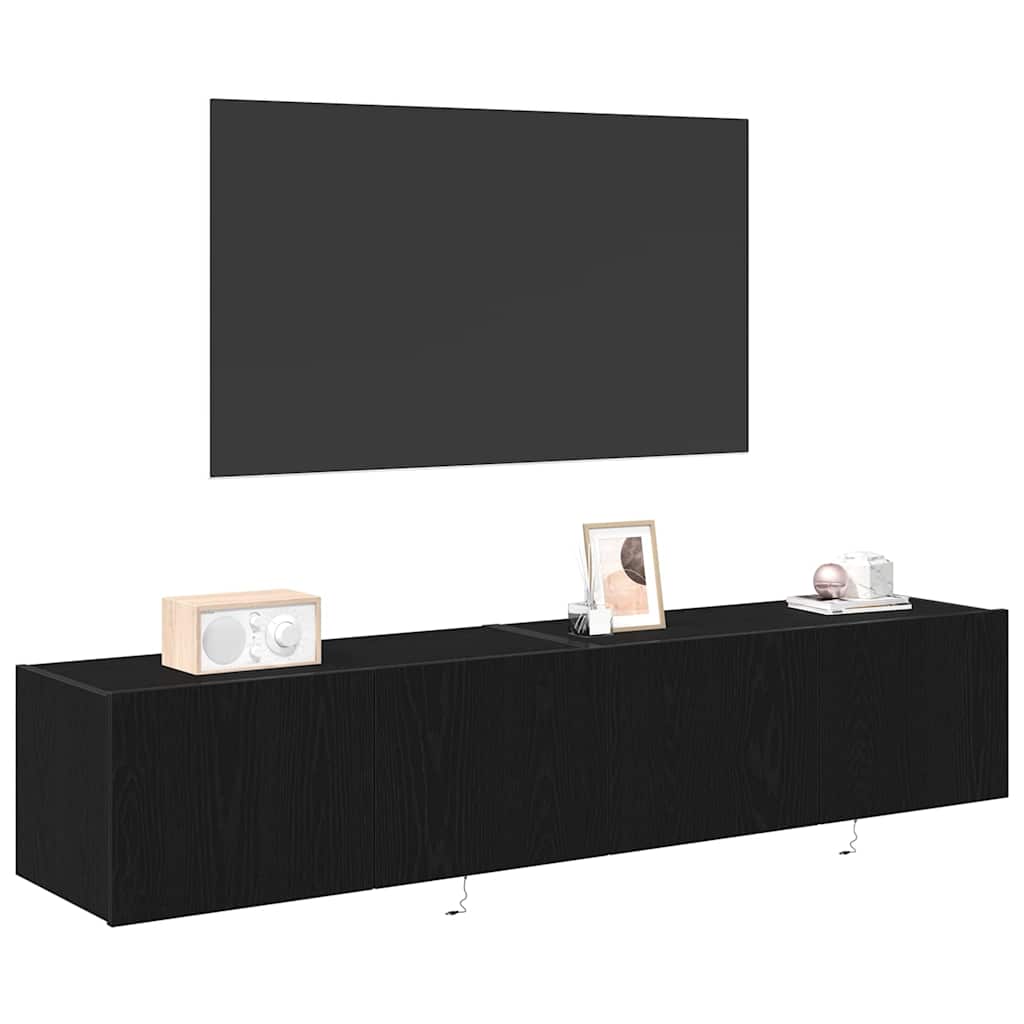 vidaXL Szafka pod telewizor z LED 2 pcs Czarny Dąb 80 x 35 x 31 cm