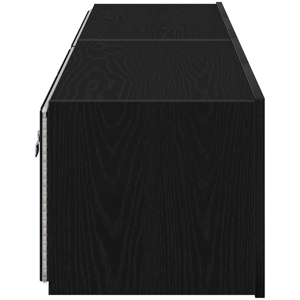 vidaXL Szafka pod telewizor z LED 2 pcs Czarny Dąb 80 x 35 x 31 cm