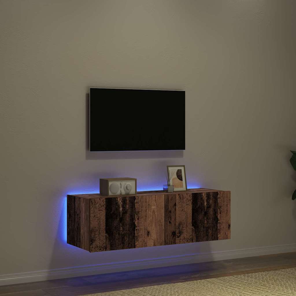 vidaXL Szafka pod telewizor z LED 2 pcs Stare drewno 100 x 35 x 31 cm