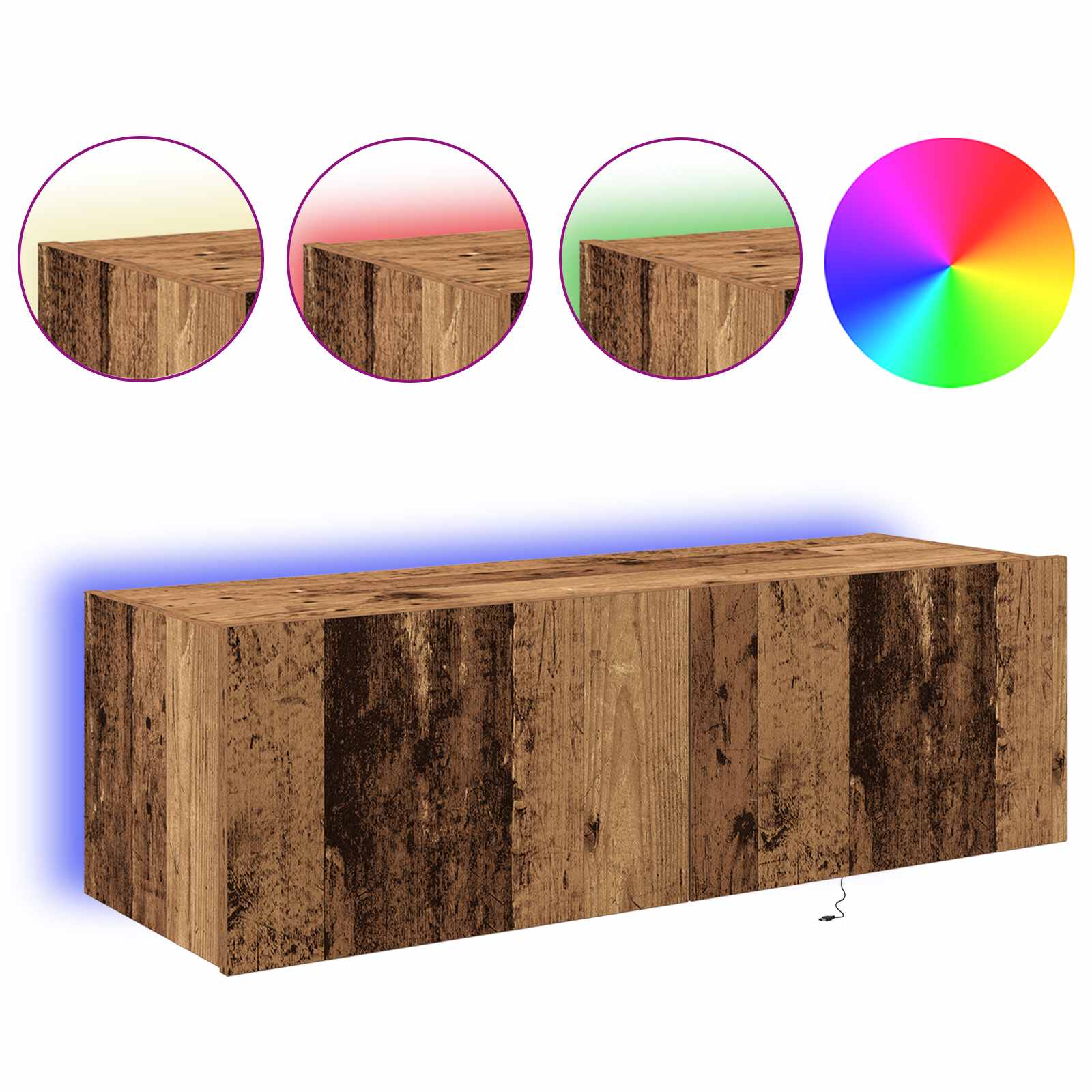 vidaXL Szafka pod telewizor z LED 2 pcs Stare drewno 100 x 35 x 31 cm