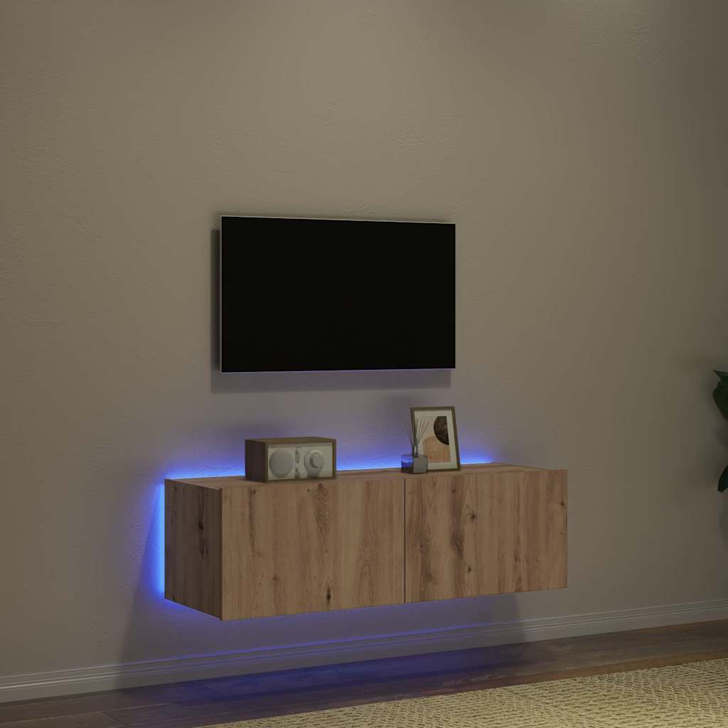 vidaXL Szafka pod telewizor z LED Dąb rzemieślniczy 100 x 35 x 31 cm