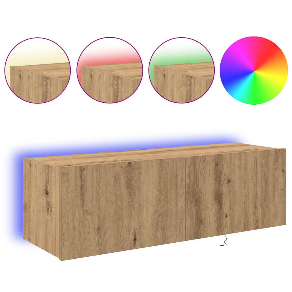 vidaXL Szafka pod telewizor z LED Dąb rzemieślniczy 100 x 35 x 31 cm