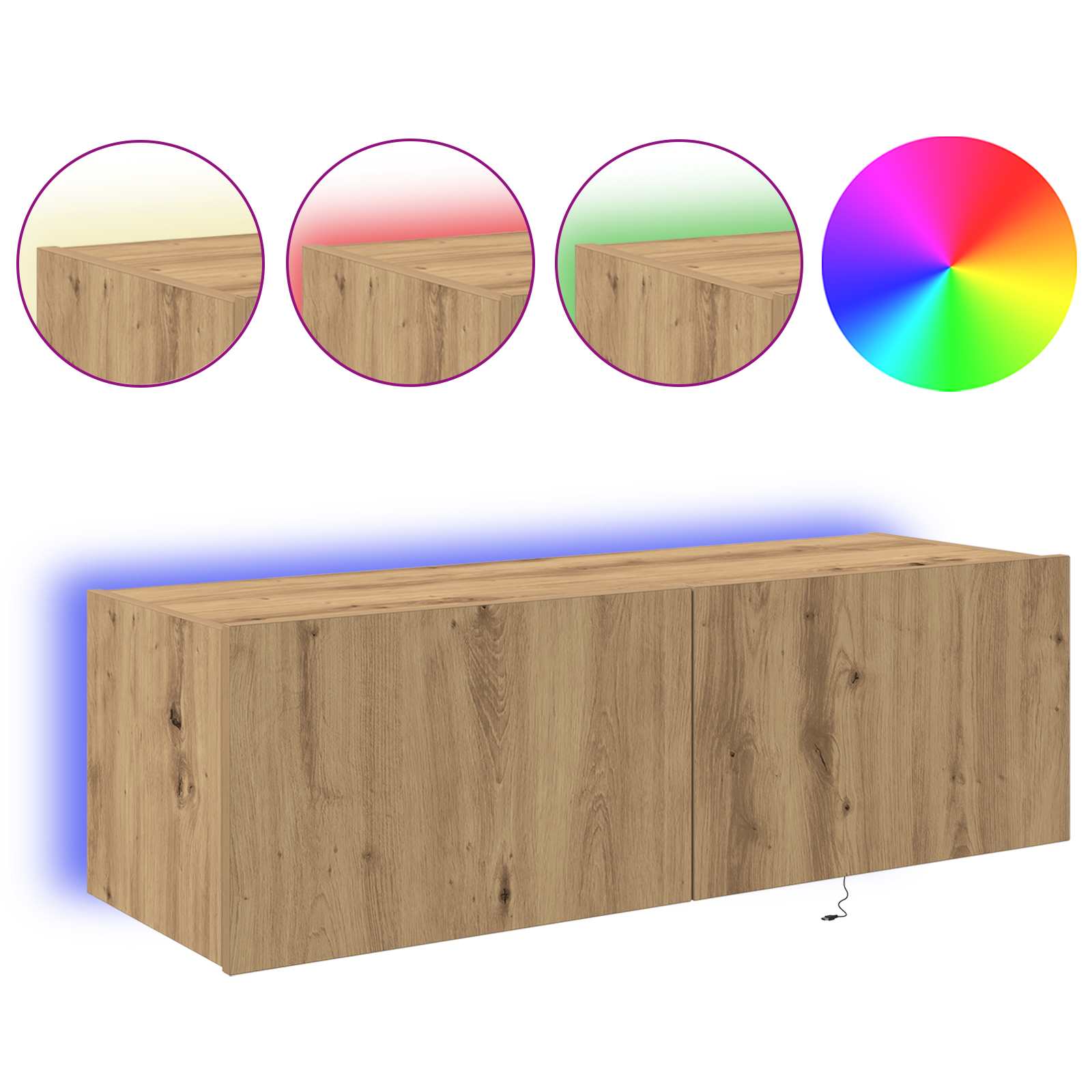 vidaXL Szafka pod telewizor z LED Dąb rzemieślniczy 100 x 35 x 31 cm