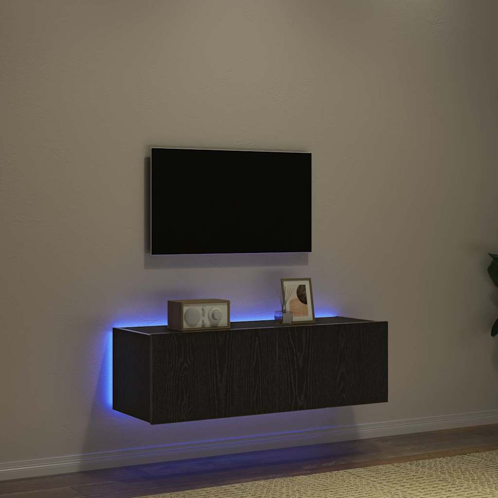 vidaXL Szafka pod telewizor z LED 2 pcs Czarny Dąb 100 x 35 x 31 cm