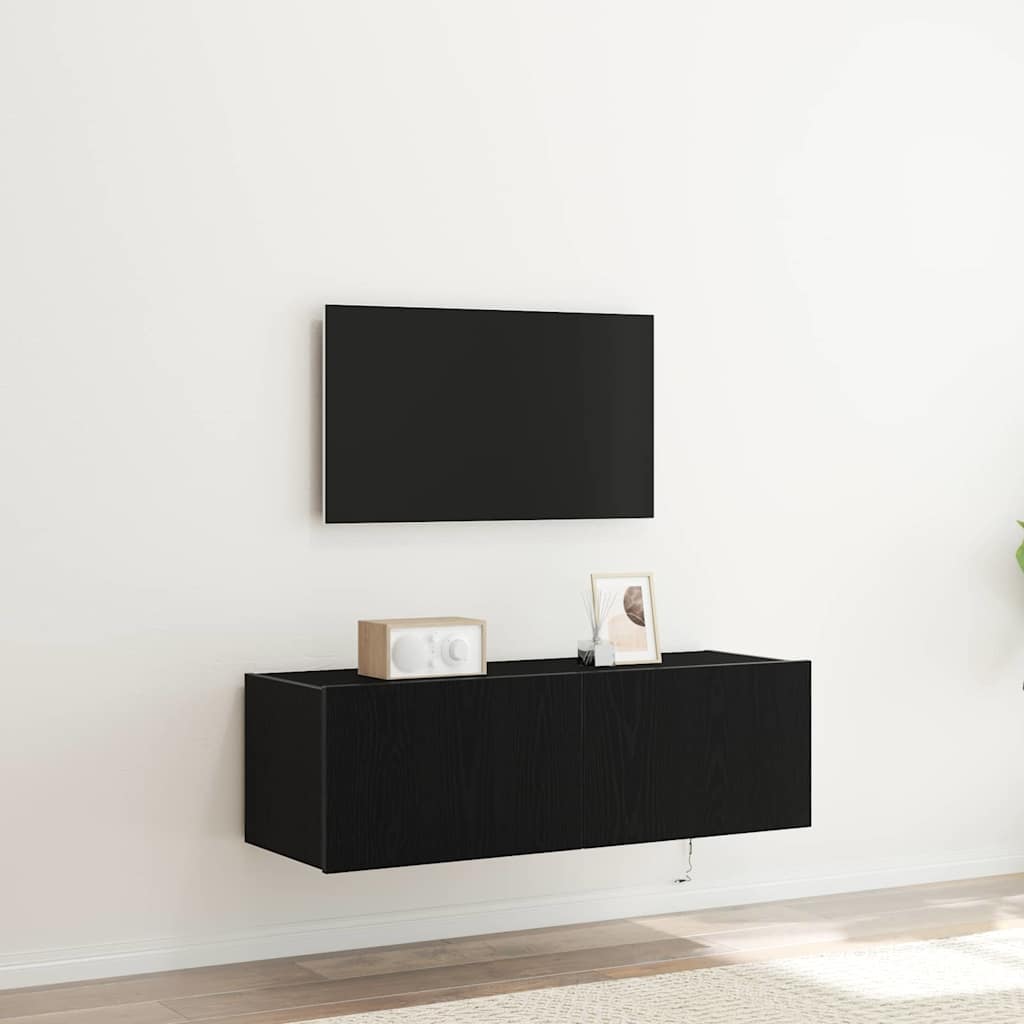 vidaXL Szafka pod telewizor z LED 2 pcs Czarny Dąb 100 x 35 x 31 cm