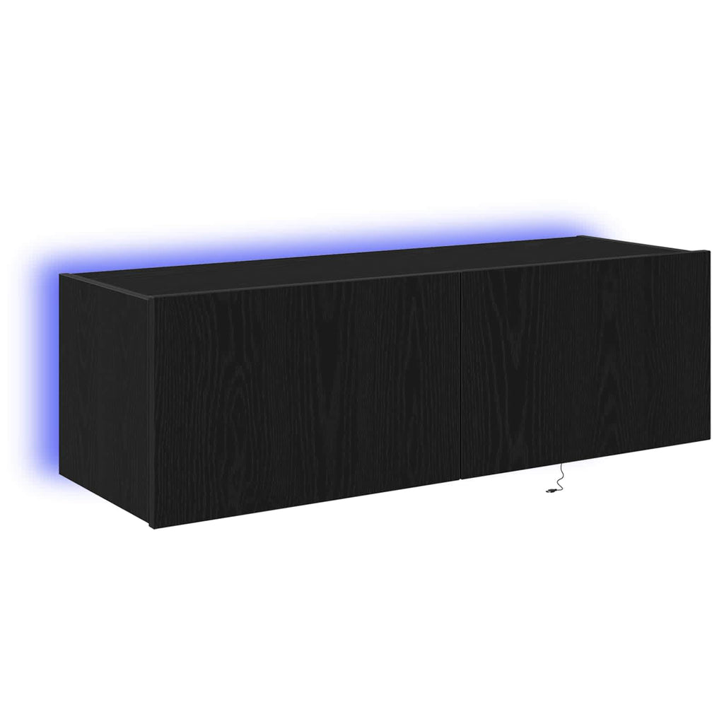 vidaXL Szafka pod telewizor z LED 2 pcs Czarny Dąb 100 x 35 x 31 cm